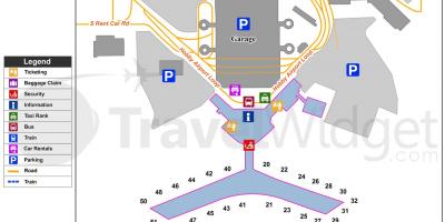 ヒューストン空港ターミナルビルの地図