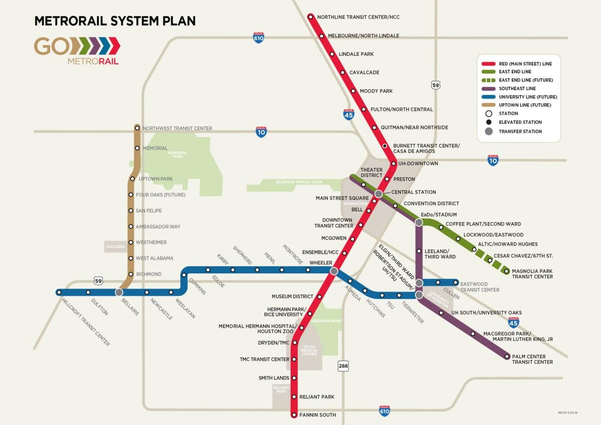 ヒューストン列車の地図