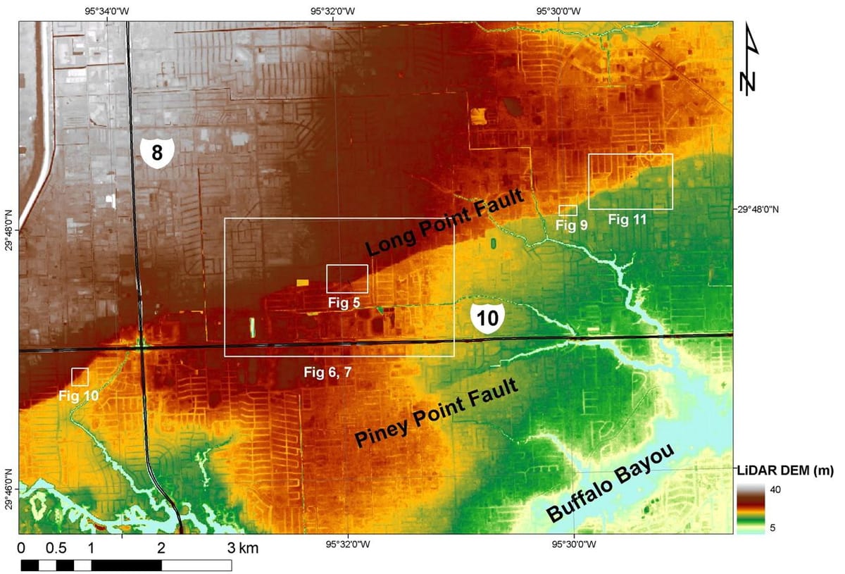 Houston tx標高地図