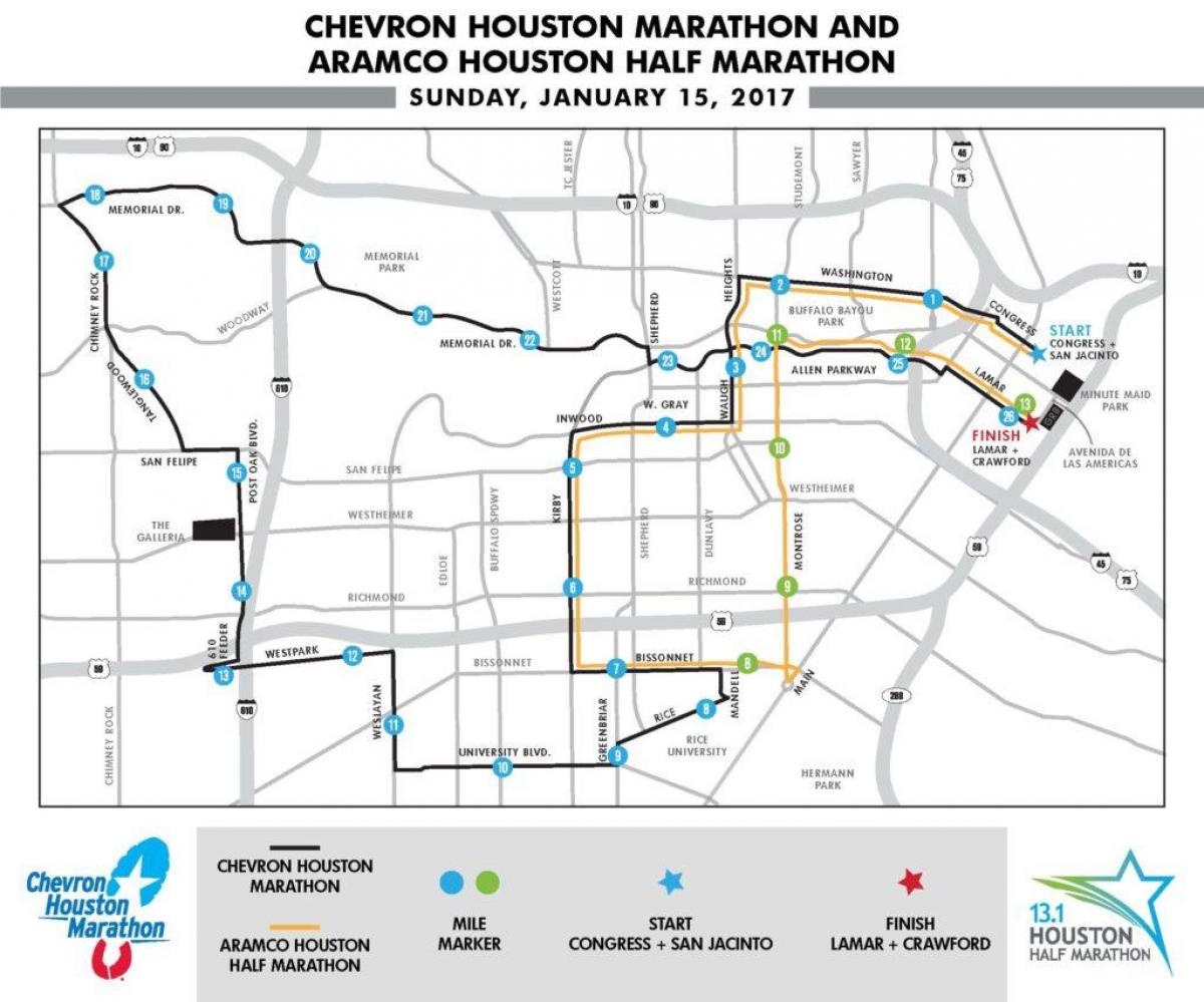 地図のヒューストンマラソン