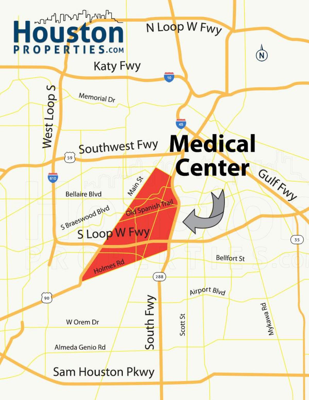 地図のヒューストン医療センター