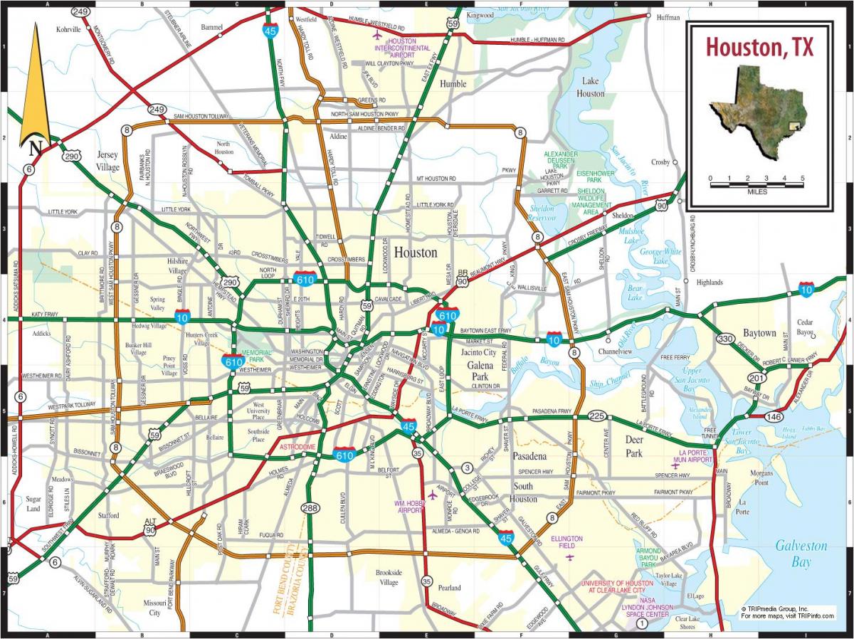 都市のヒューストンの地図