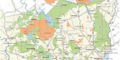地図のサムヒューストン国立森林