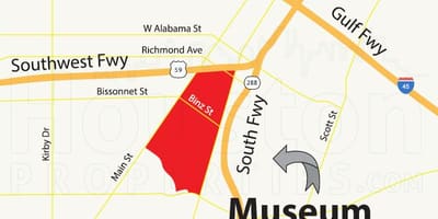 博物館ヒューストン地区の地図
