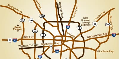 地図のヒューストン高速道路